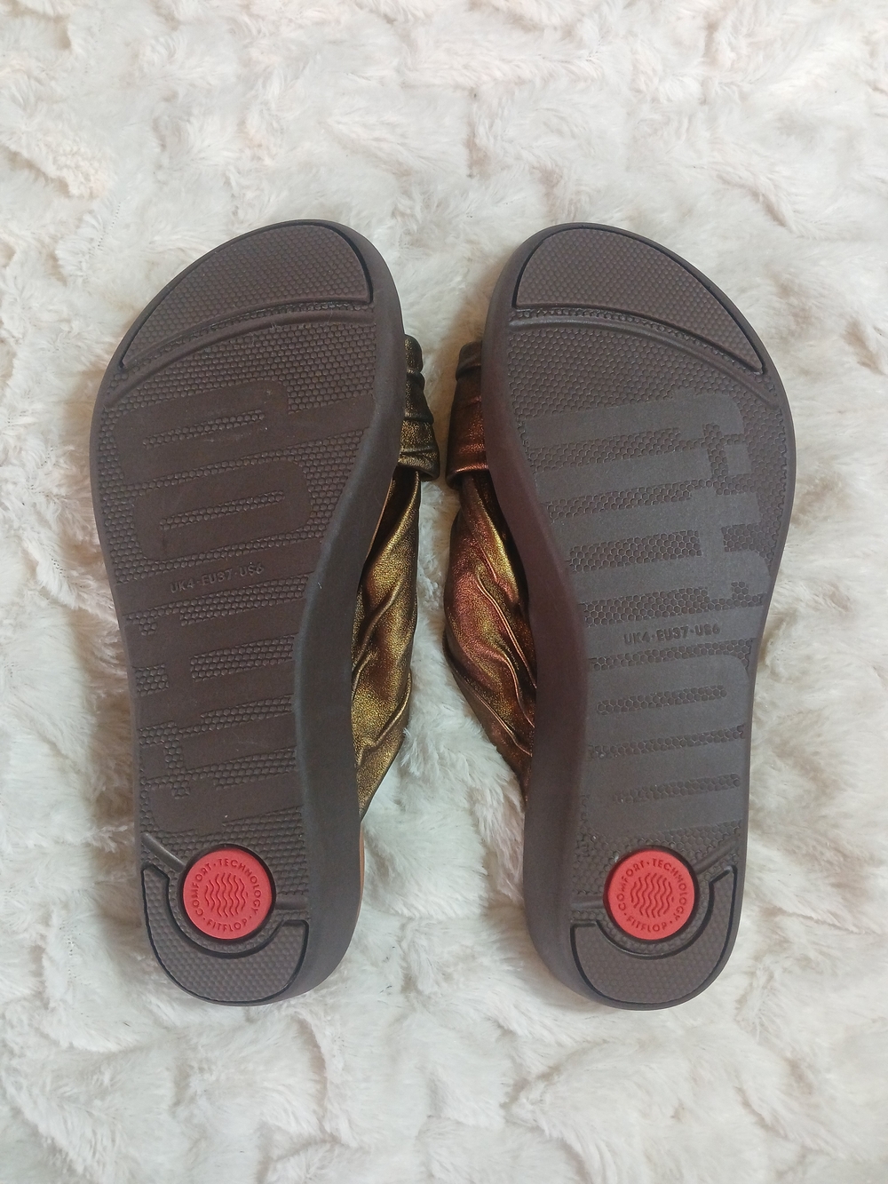 FitFlop Womens Twine Slip On Thong Toe Post Slides Metallic Gold Size 6 - Picture 8 of 11